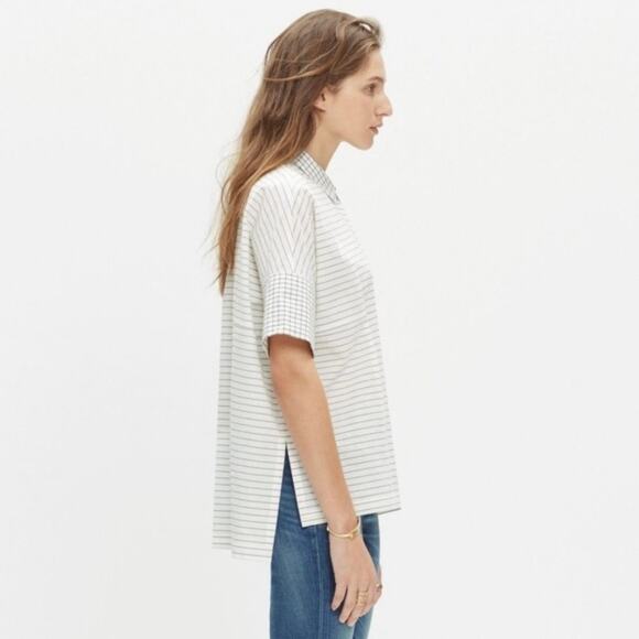 Madewell Grid Mix Short Sleeve Button Down Top - size XS - Picture 2 of 8